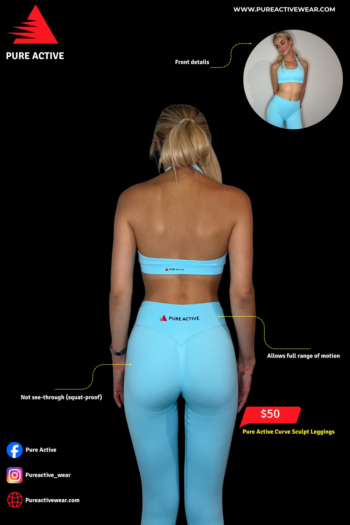 Pure Active Curve Sculpt Leggings - ELECTRIC TIDE